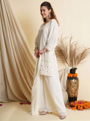 Off-white embroidered georgette salwar 2