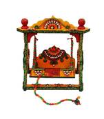 Sanskritihandicraft Wood Krishna Bal Gopal Swing Jhula, 10x12 Inch, Green, Yellow