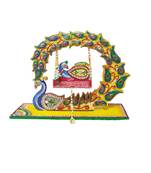 Sanskritihandicraft Krishna Jhula, Mor Shape Beautiful Swing with 2 Number Laddu Gopal Statue Handmade