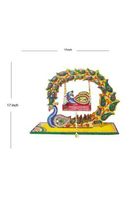 Sanskritihandicraft Krishna Jhula, Mor Shape Beautiful Swing with 2 Number Laddu Gopal Statue Handmade 2