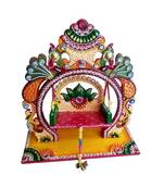 Sanskritihandicraft Wooden Handmade Bal Gopal and 2 Number Laddu Gopal Capacity Swing Krishna Jhula