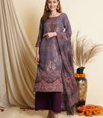 Purple digital print crepe salwar