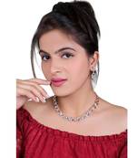 American Diamond Rose Gold-Plated Necklace with Earrings for Women, Girls - Jewellery Set for Wedding, (Rose Gold)