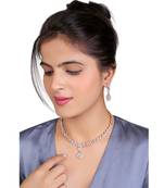 	American Diamond Rose Gold-Plated Necklace with Earrings for Women, Girls - Jewellery Set for Wedding, (Rose Gold)