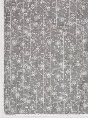 Vbuyz Women'S Print & Embroidered Straight Cotton Grey Stitched Kurta Pant With Dupatta 9