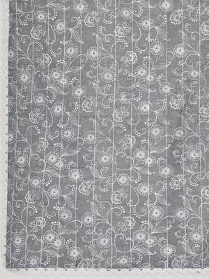 Vbuyz Women'S Print & Embroidered Straight Cotton Light Grey Stitched Kurta Pant With Dupatta 9