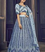 Shubhkala Attractive Grey Sequins Embroidered Net Semi Stitched Party Lehenga
