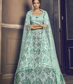 Shubhkala Appealing Turquoise Blue Net Embroidered Ghagra Choli With Dupatta