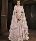 Shubhkala Enchanting Dusty Pink Sequins Embroidered Georgette Party Wear Lehenga