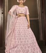 Shubhkala Delightful Pink Sequins Embroidered Georgette Semi Stitched Party Lehenga