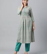 White printed cotton ethnic-kurtis