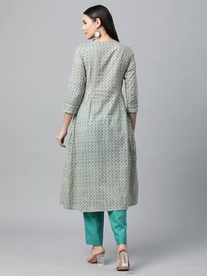 White printed cotton ethnic-kurtis 2