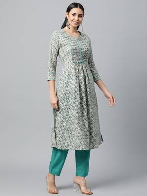White printed cotton ethnic-kurtis 3
