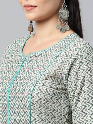 White printed cotton ethnic-kurtis 4