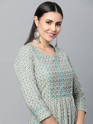 White printed cotton ethnic-kurtis 5