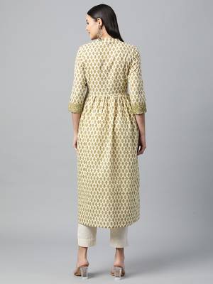 Olive printed cotton ethnic-kurtis 2