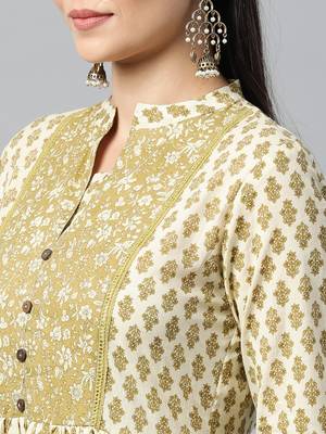Olive printed cotton ethnic-kurtis 4