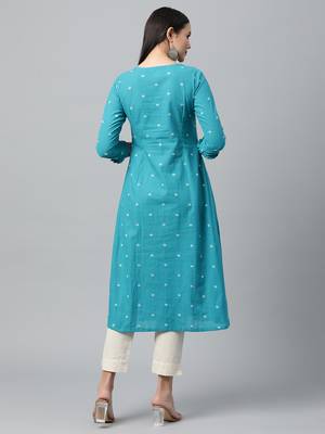 Blue printed cotton ethnic-kurtis 2