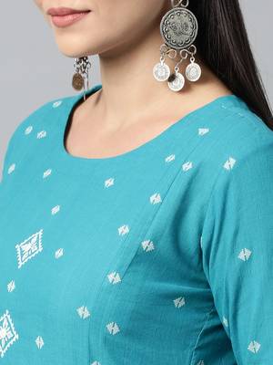 Blue printed cotton ethnic-kurtis 4