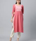 Pink printed cotton ethnic-kurtis