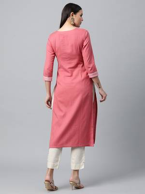Pink printed cotton ethnic-kurtis 2