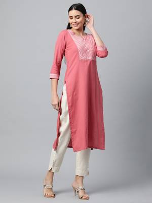 Pink printed cotton ethnic-kurtis 3