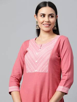 Pink printed cotton ethnic-kurtis 5