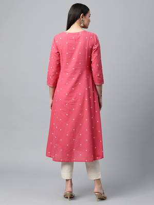Pink embroidered cotton ethnic-kurtis 2