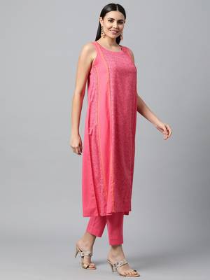 Pink printed cotton ethnic-kurtis 3