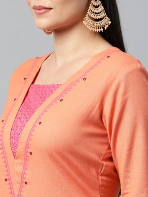 Peach printed cotton ethnic-kurtis 4