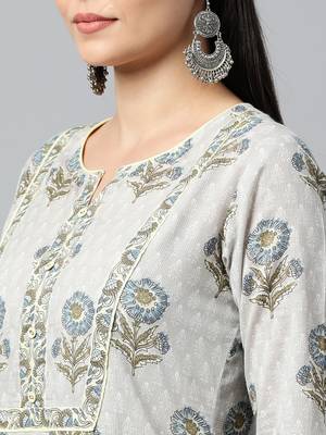 Grey printed cotton ethnic-kurtis 4