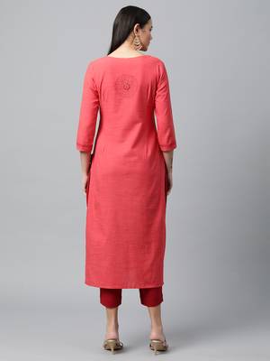Red embroidered cotton ethnic-kurtis 2