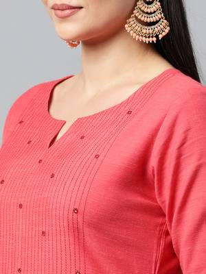 Red embroidered cotton ethnic-kurtis 4