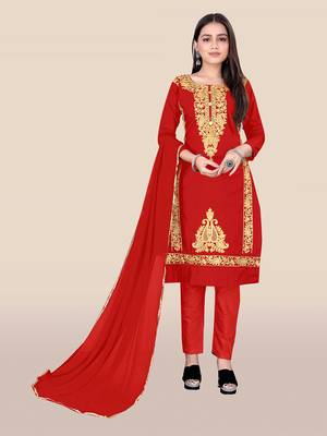 Red embroidered cotton salwar 1