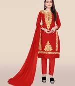 Red embroidered cotton salwar