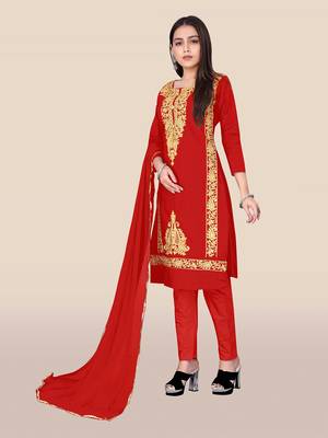 Red embroidered cotton salwar 4