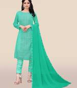Green embroidered georgette salwar