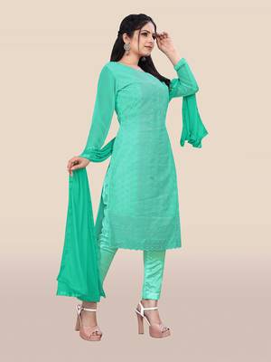 Green embroidered georgette salwar 4