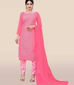 Pink embroidered georgette salwar