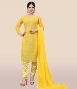 Yellow embroidered georgette salwar