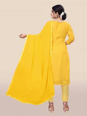 Yellow embroidered georgette salwar 2
