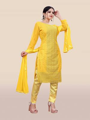 Yellow embroidered georgette salwar 4