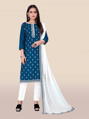 Blue embroidered cotton salwar 1