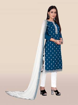 Blue embroidered cotton salwar 3