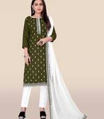 Green embroidered cotton salwar