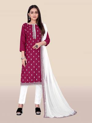Magenta embroidered cotton salwar 1