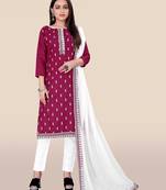 Magenta embroidered cotton salwar