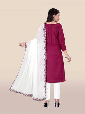 Magenta embroidered cotton salwar 2
