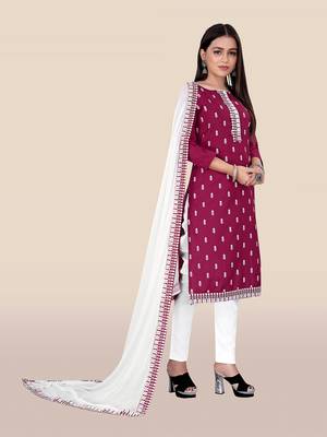 Magenta embroidered cotton salwar 3