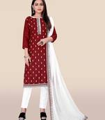 Maroon embroidered cotton salwar